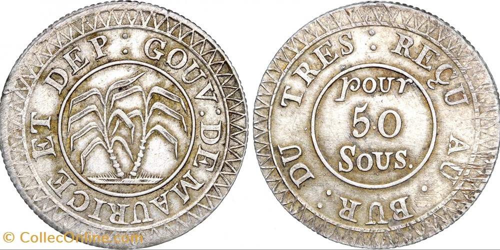 50 SOUS GEORGES IV ND monnaies colonies francaises 50 sous georges iv nd