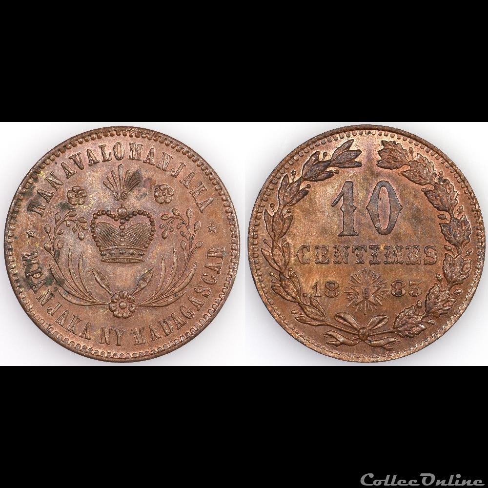 10 CENTIMES 1883 RANAVALONA ESSAI monnaies colonies francaises 10 centimes 1883 ranavalona essai