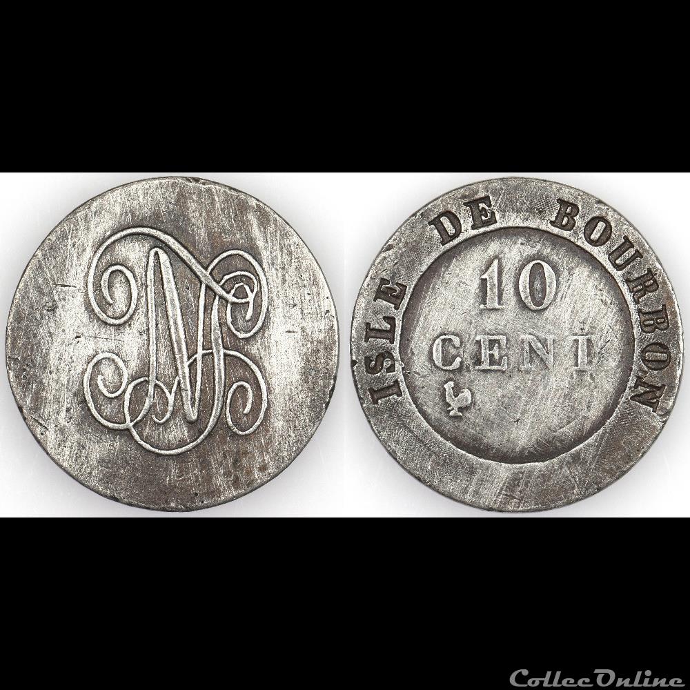 10 CENT. ISLE DE BOURBON ND PIEFORT monnaies colonies francaises 10 cent isle de bourbon nd piefort