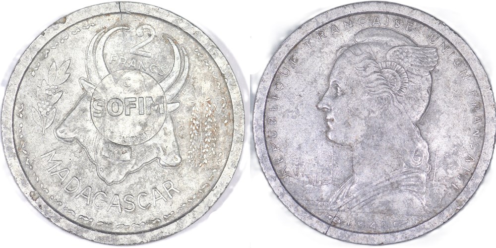 2 FRANCS SOFIM ILES GLORIEUSES monnaies colonies francaises 2 francs sofim iles glorieuses