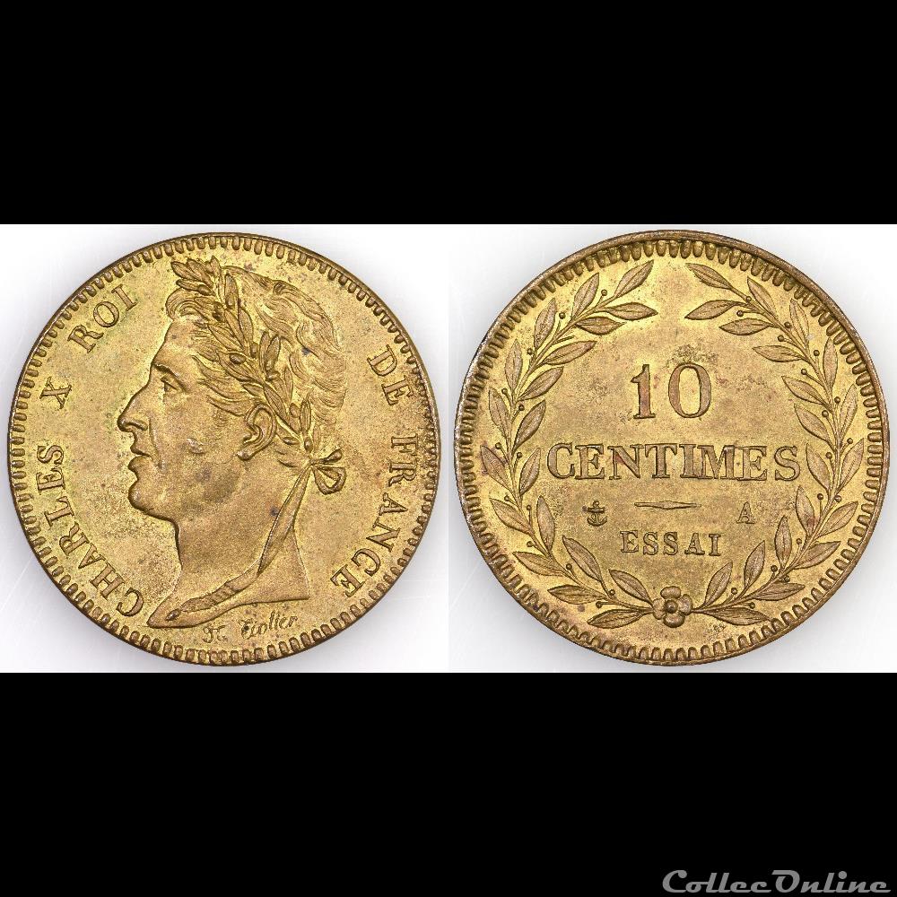10 CENTIMES CHARLES X ND ESSAI laiton monnaies colonies francaises 10 centimes charles x nd essai laiton