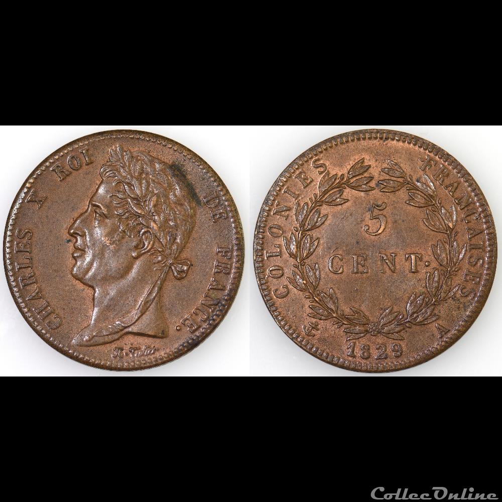 5 CENT. CHARLES X 1829 A monnaies colonies francaises 5 cent charles x 1829 a