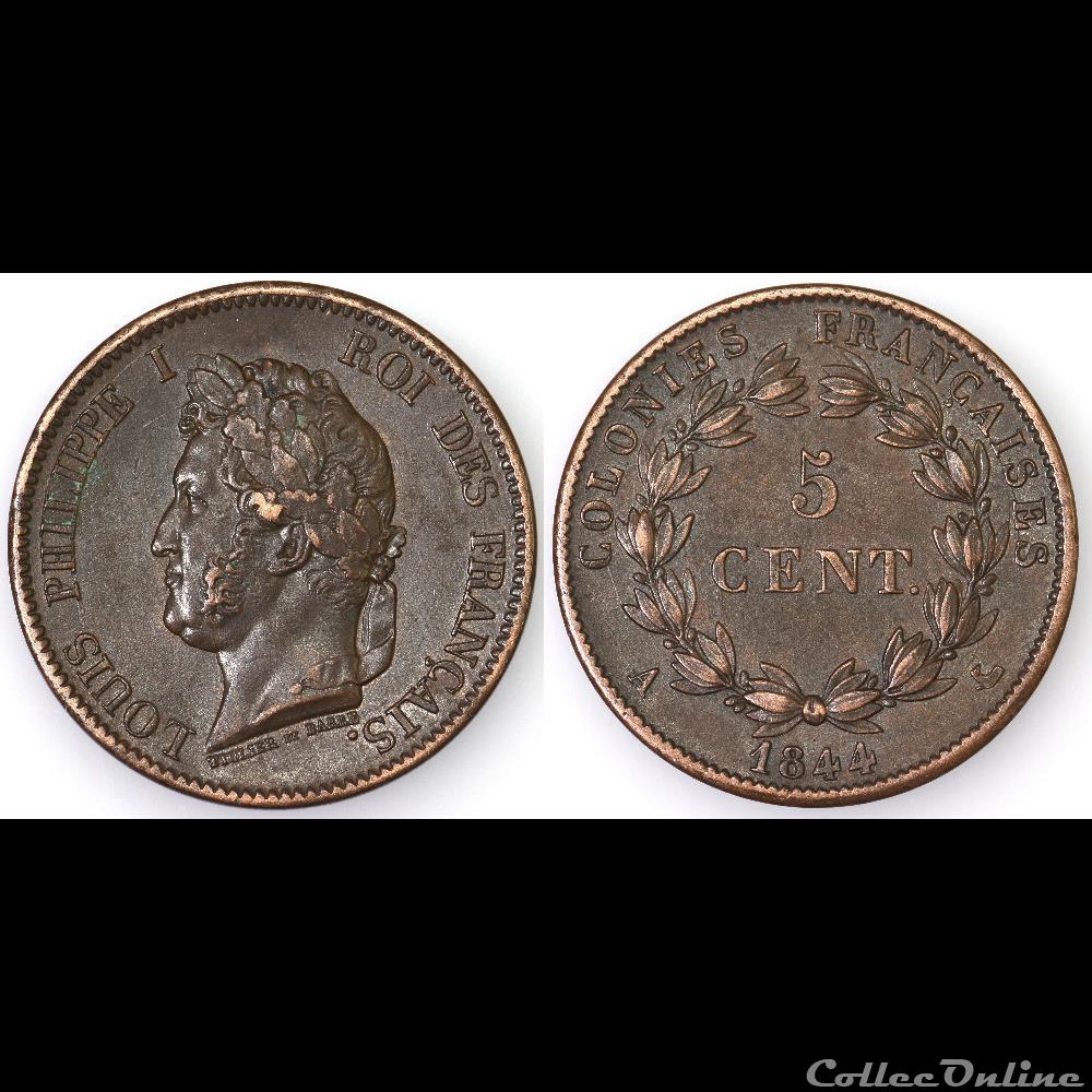 5 CENT. LOUIS-PHILIPPE I 1844 A monnaies colonies francaises 5 cent louis philippe i 1844 a