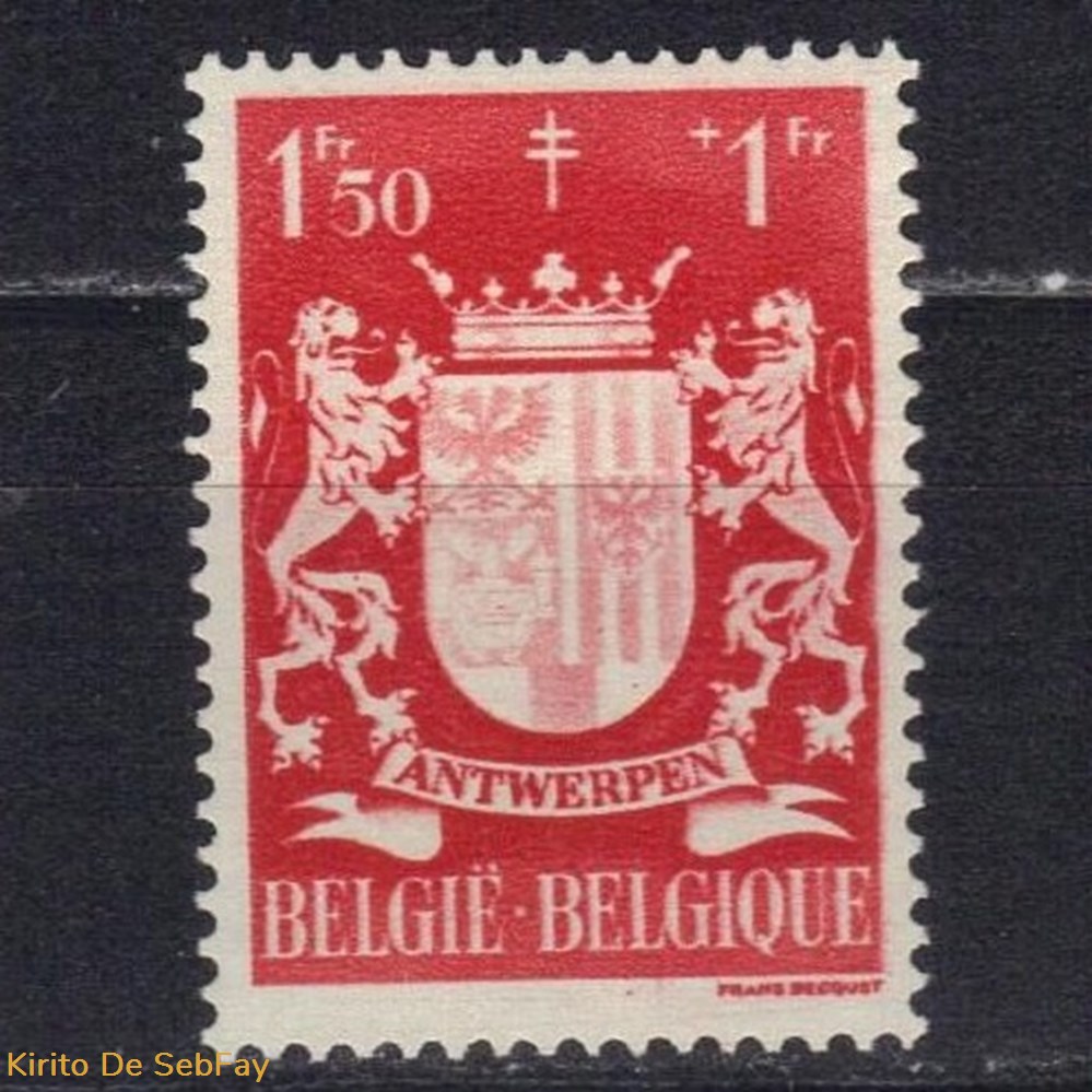 BELGIQUE - ANTITUBERCULEUX - ARMOIRIES DES PROVINCES- 1945 - 1FR50 1FR timbres belgique antituberculeux armoiries des provinces 1945 1fr50 1fr