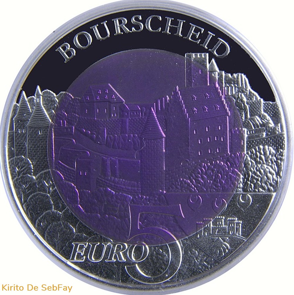 monnaies luxembourg 5 euros chateau de bourscheid argent et niobium