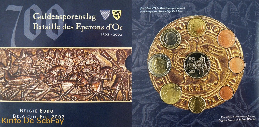 Coffret BU Euro BELGIQUE 2002 - BATAILLE DES ÉPERONS D’OR monnaies euros coffret bu euro belgique 2002 bataille des eperons d or
