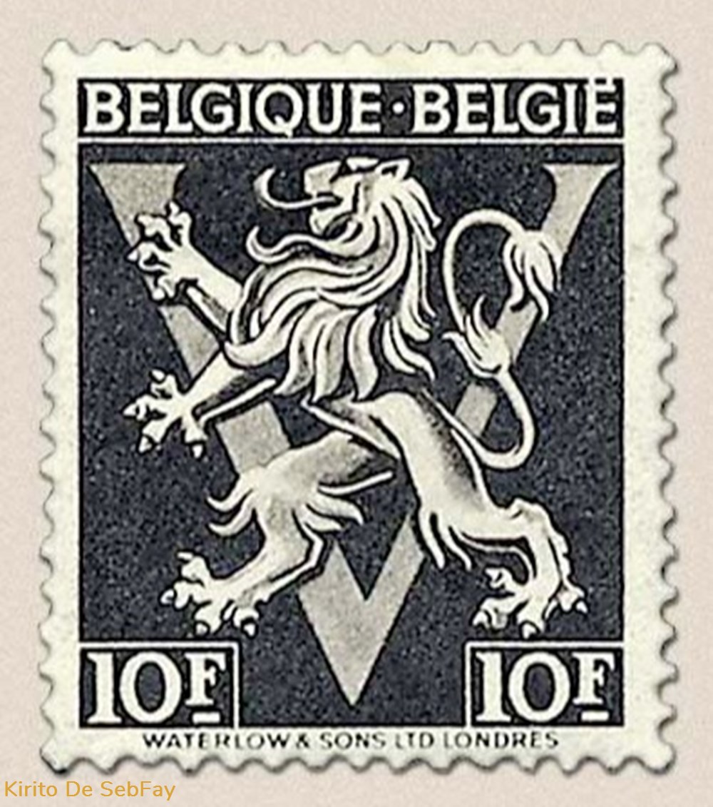 timbres belgique belgie lion heraldique ornement v 10fr
