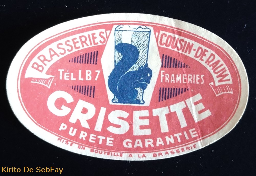 Etiquette de Brasserie Cousin * De Rauw Frameries - Grisette art la table argenterie bistrot alimentation etiquettes etiquette de brasserie cousin de rauw frameries grisette