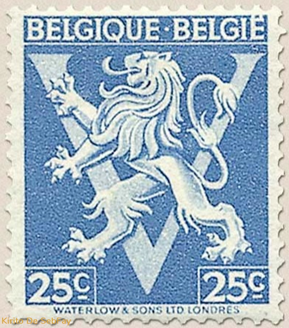 timbres belgique belgie lion heraldique ornement v 25c