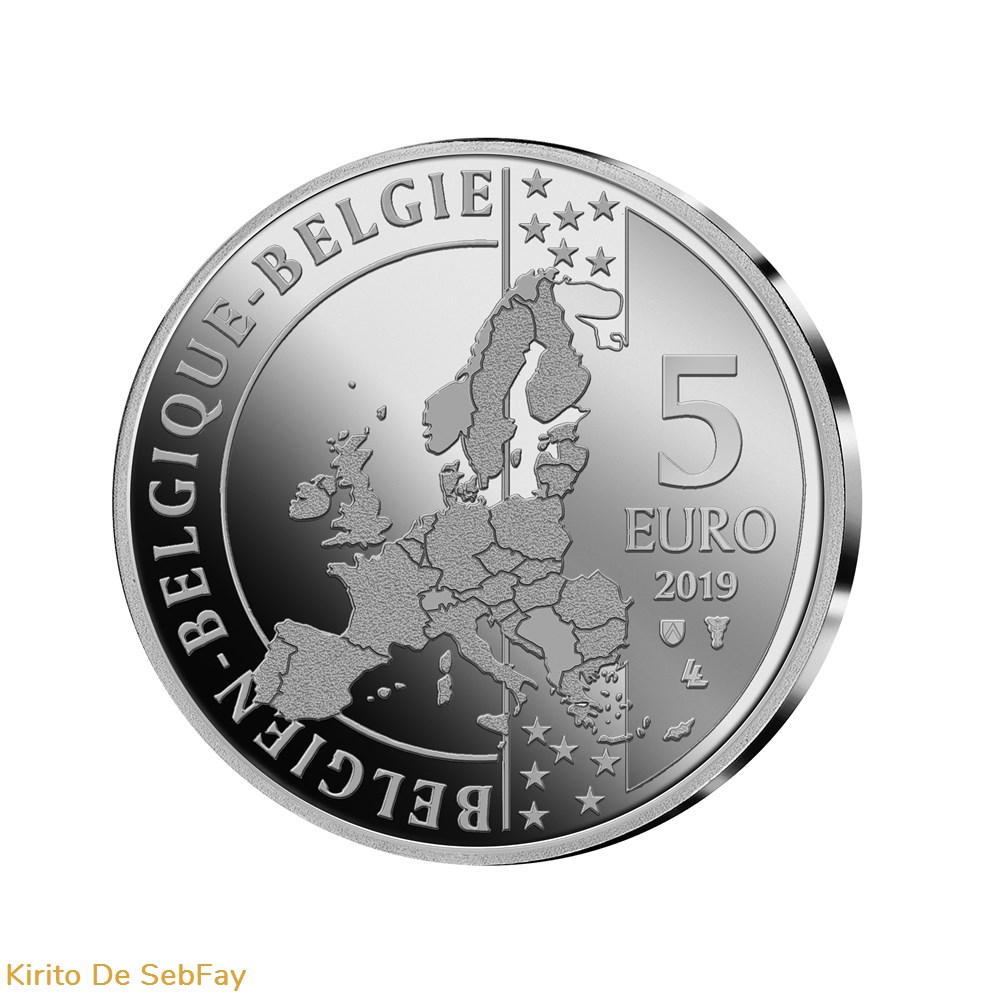 BELGIQUE - Pièce de 5 euros Belgique 2019 « 90 ans Tintin » en COULEUR BU dans une coincard. 2 monnaies belgique piece de 5 euros belgique 2019 90 ans tintin en couleur bu dans une coincard