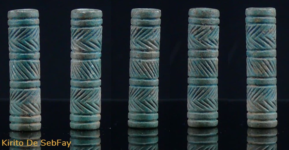 art antiquites archeologie asie proche orient medio assyrienne sceau cylindre en fritte emaillee 1300 1200 av j c