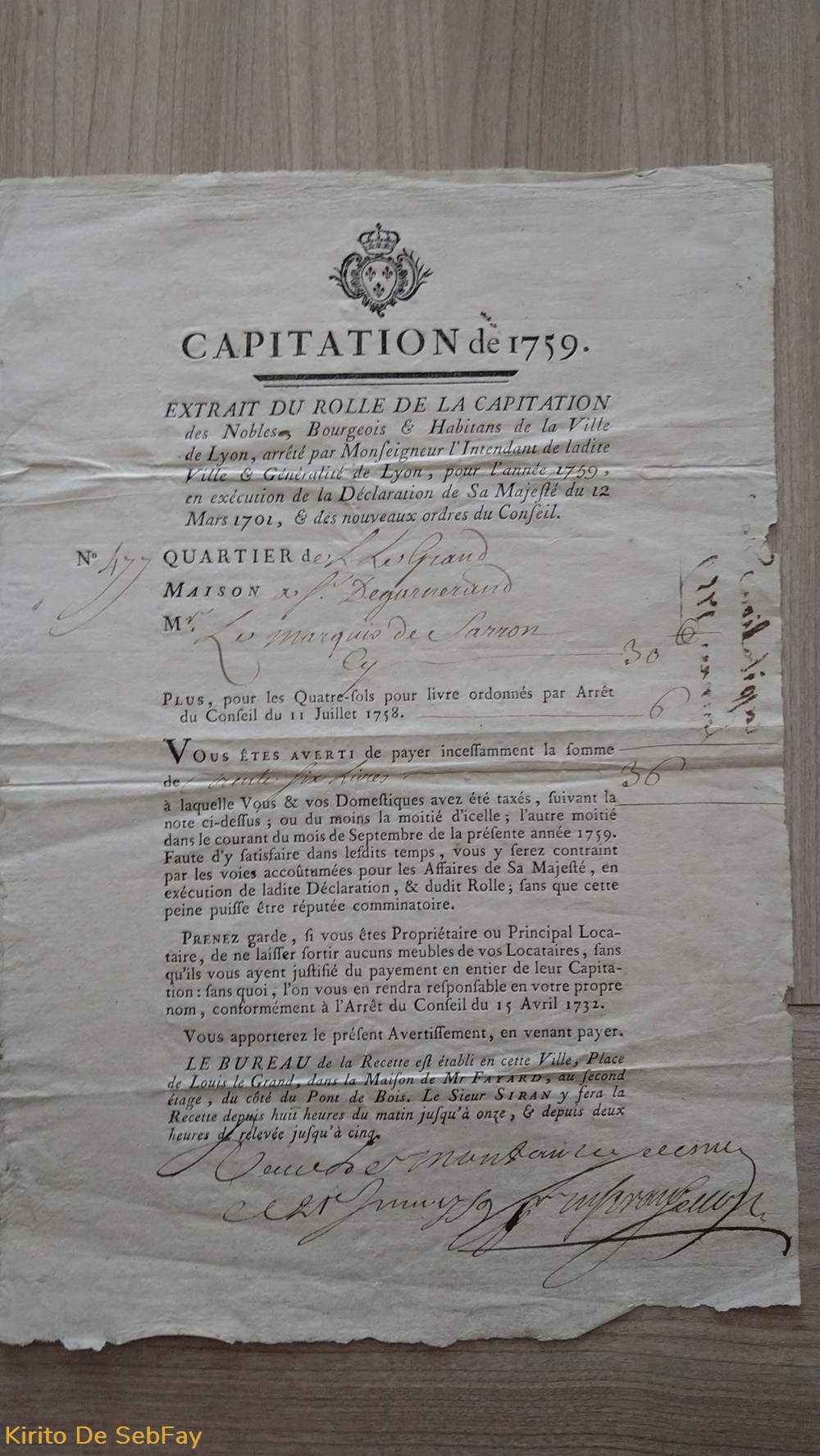 Capitation de 1759 documents anciens capitation de 1759