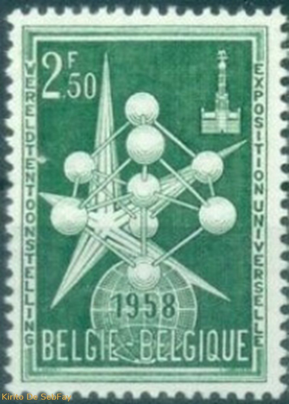 timbres belgie belgique atomium 1957 2fr50