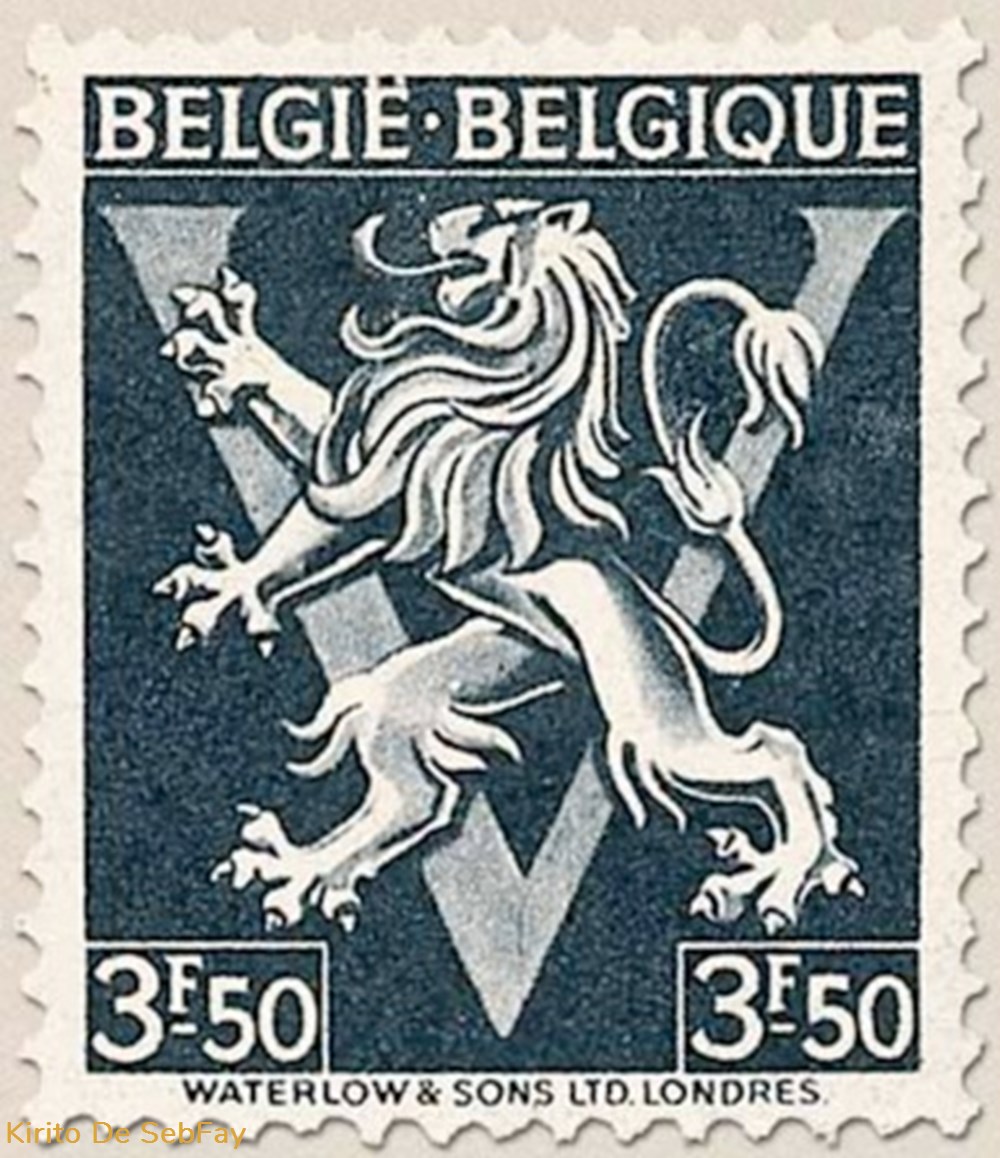 timbres belgie belgique lion heraldique ornement v 3fr50