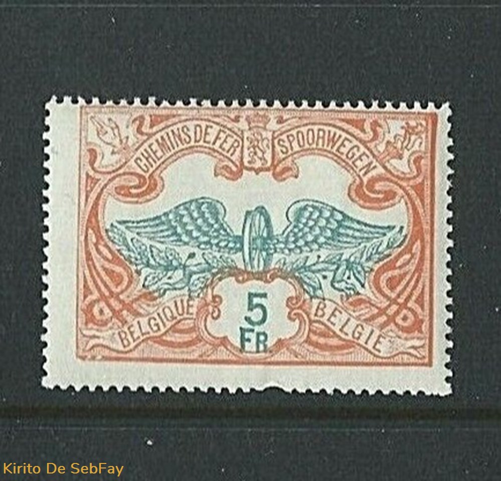 BELGIQUE - CHEMIN DE FER - 1902 - 5FR timbres belgique chemin de fer 1902 5fr