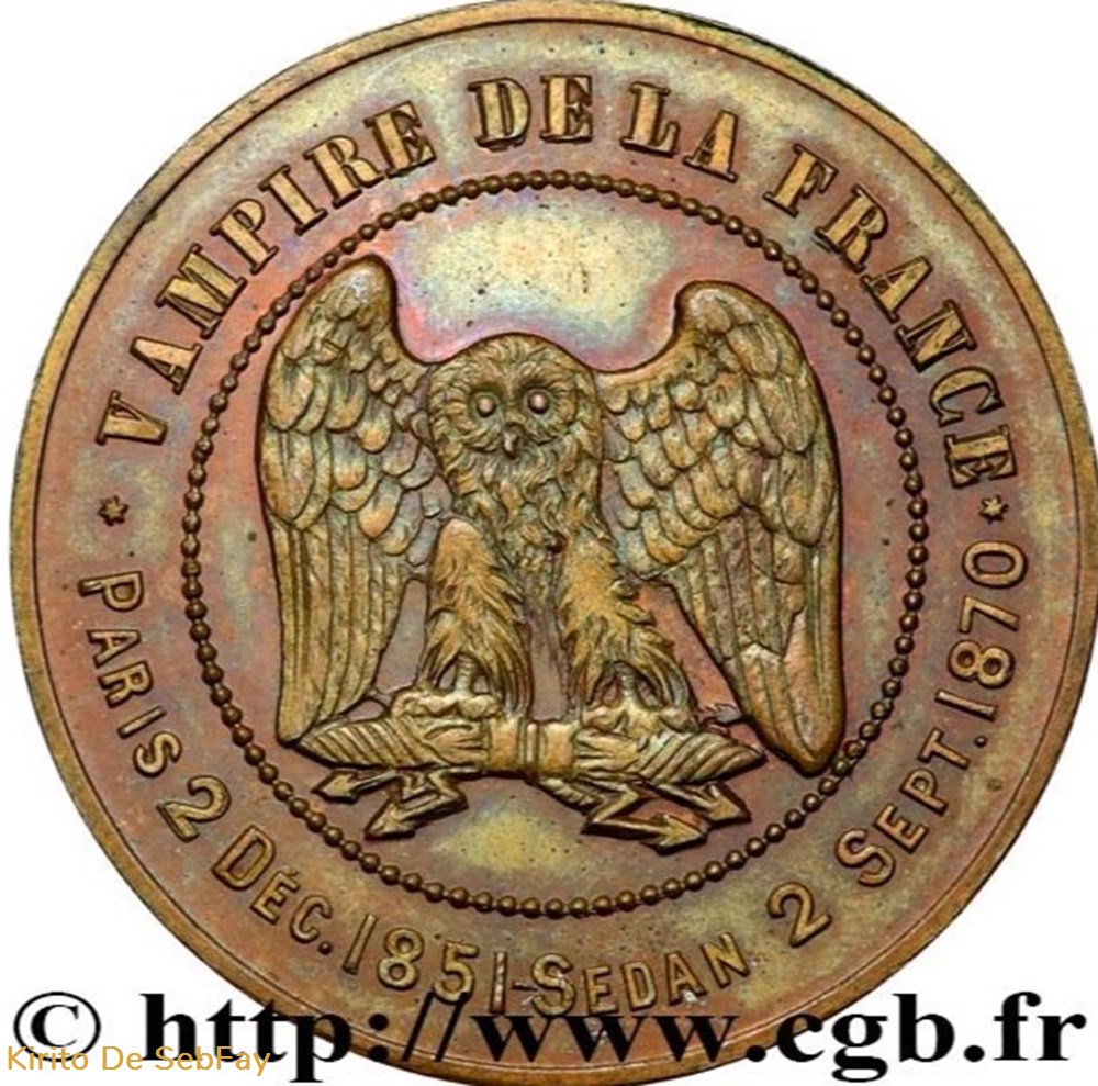 Monnaie satirique Cu 32, module de dix centimes à la tête de cochon 1870 monnaies monde france monnaie satirique cu 32 module de dix centimes a la tete de cochon 1870