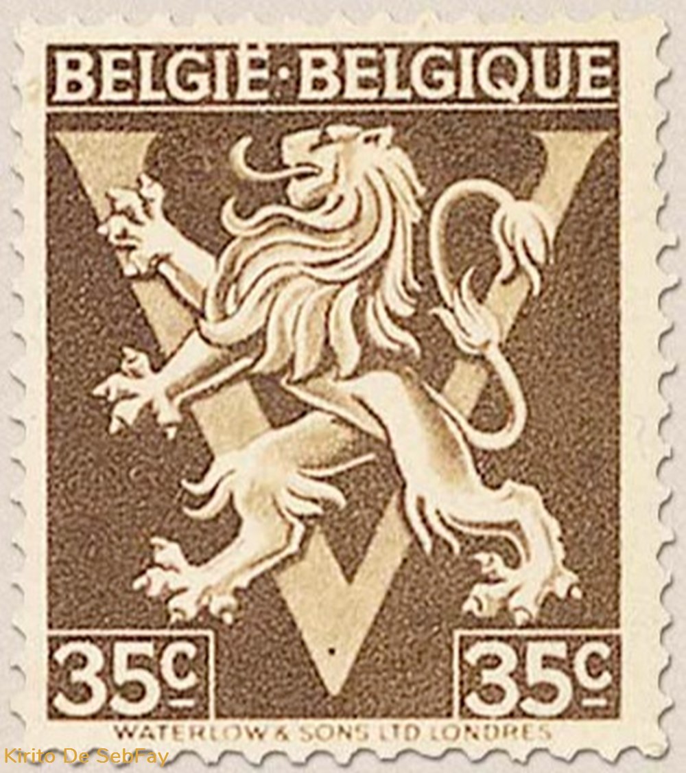 timbres belgie belgique lion heraldique ornement v 35c