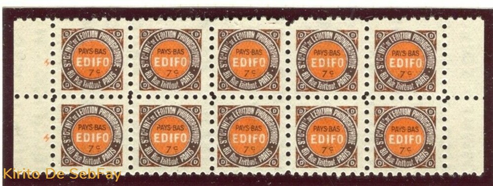 EDIFO/BIEM Gramophone Record Stamps - 1930 musique instruments disques vinyles edifo biem gramophone record stamps 1930