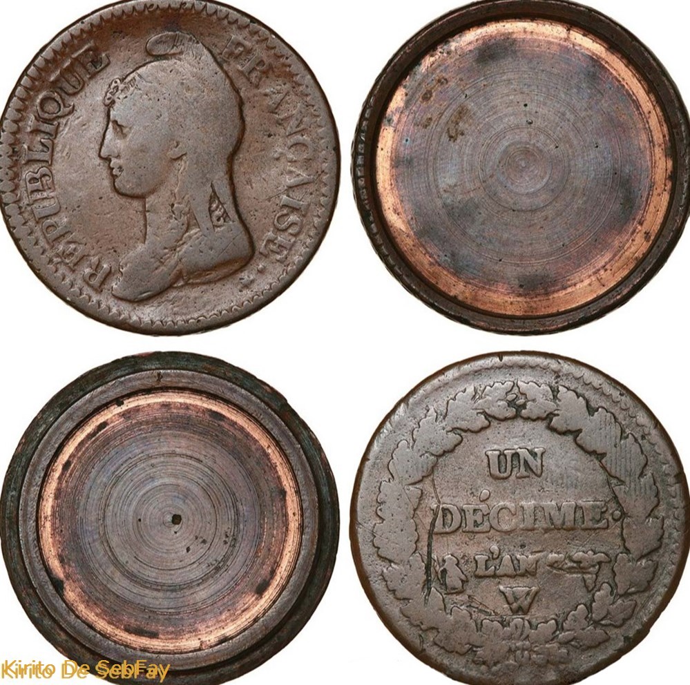 Boîtes des forçats - 1 Décime de l'AN 7 monnaies monde france boites des forcats 1 decime de an 7