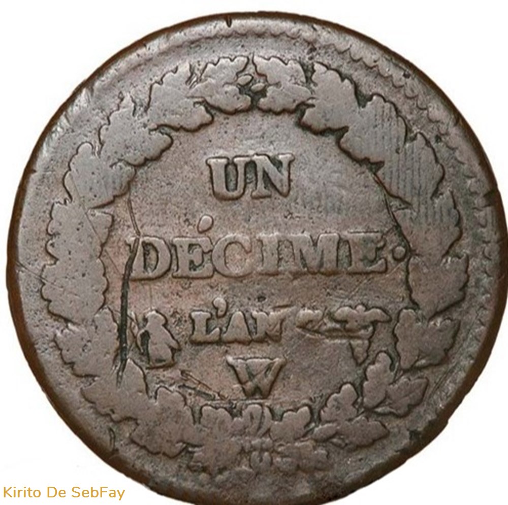 Boîtes des forçats - 1 Décime de l'AN 7 3 monnaies monde france boites des forcats 1 decime de an 7