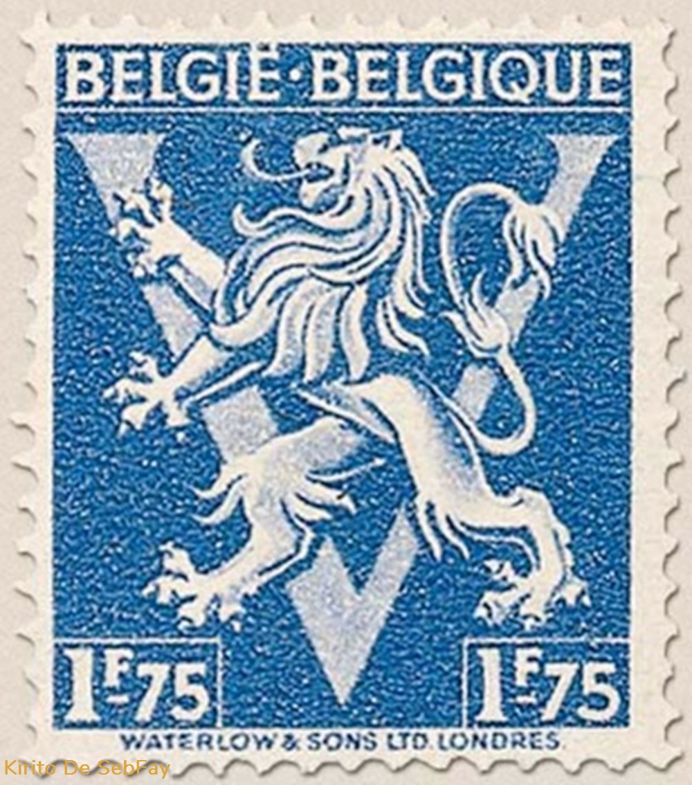 timbres belgie belgique lion heraldique ornement v 1fr75