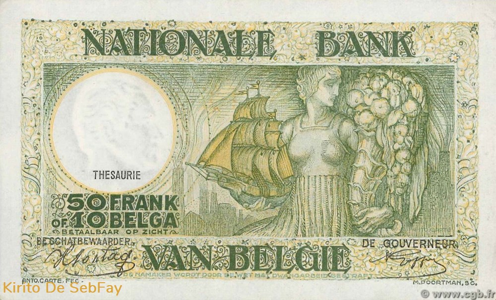 billets belgique 50 fr 1938