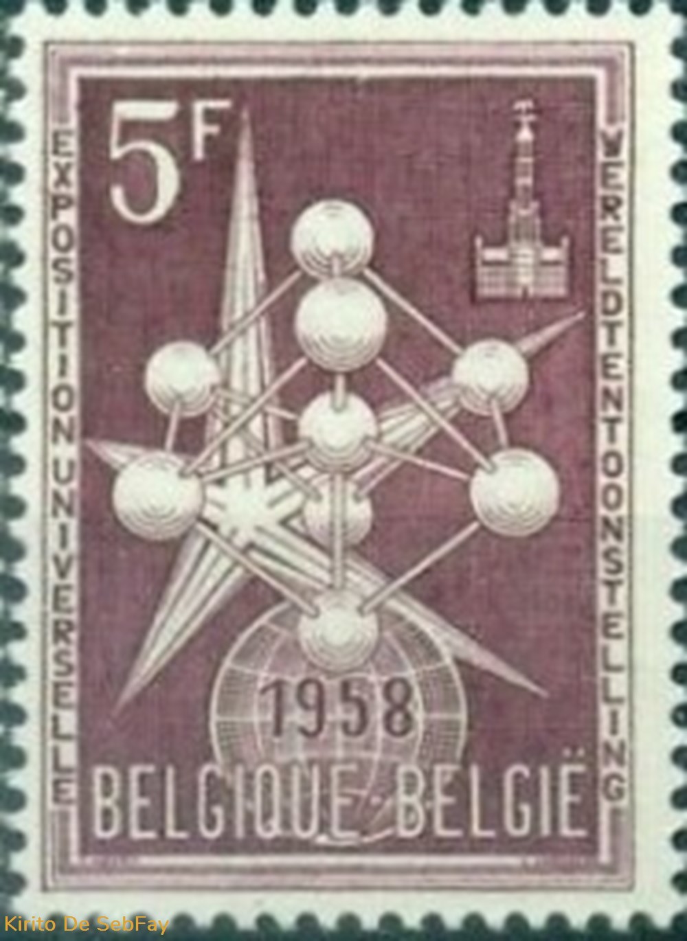 BELGIQUE-BELGIE - ATOMIUM - 1957 - 5FR timbres belgique belgie atomium 1957 5fr