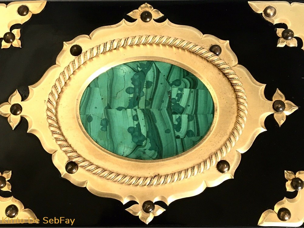 Boîte à courrier Victorienne Malachite XIX 2 art antiquites boite a courrier victorienne malachite xix