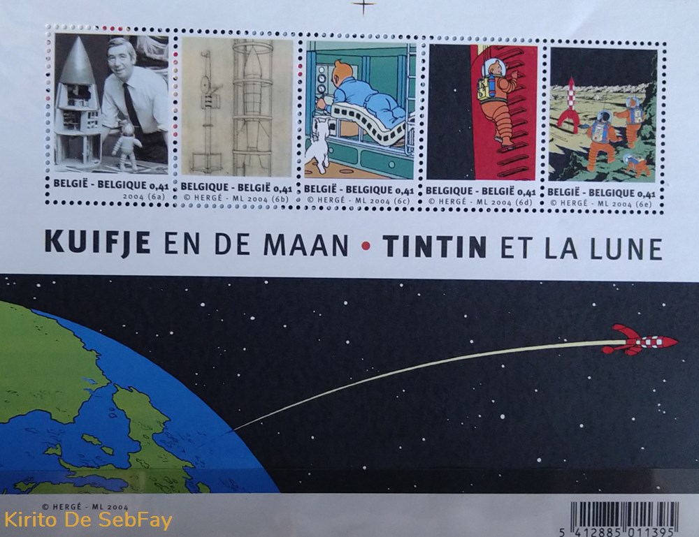 BELGIQUE - Tintin et la lune 2004 timbres belgique tintin et la lune 2004