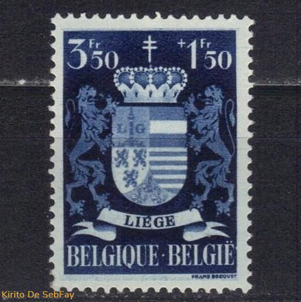 BELGIQUE - ANTITUBERCULEUX - ARMOIRIES DES PROVINCES- 1945 - 3FR50 1FR50 timbres belgique antituberculeux armoiries des provinces 1945 3fr50 1fr50