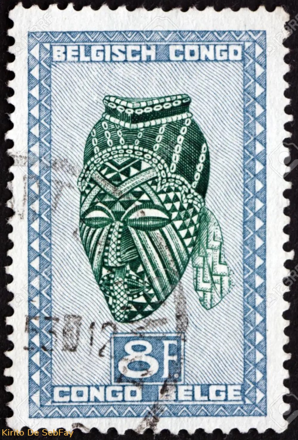 TIMBRE BELGIQUE - CONGO BELGE - MASQUE - 8 FR timbres timbre belgique congo belge masque 8 fr