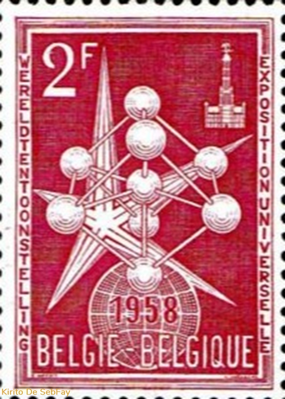 timbres belgie belgique atomium 1957 2fr