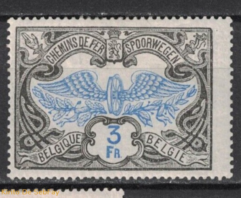 BELGIQUE - CHEMIN DE FER - 1902 - 3FR timbres belgique chemin de fer 1902 3fr