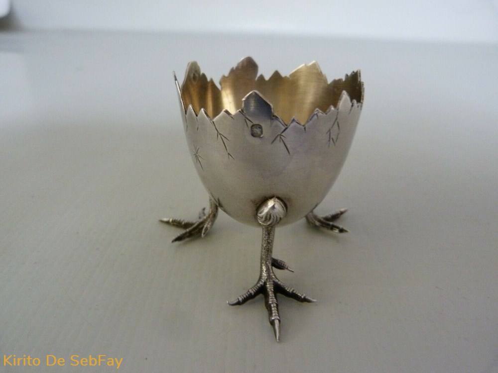 Coquetier argent massif - Patte poule 4 art de la table argenterie coquetier argent massif patte poule