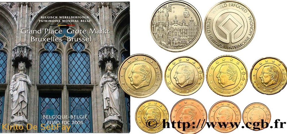 monnaies euros coffret bu euro belgique 2005 grand place bruxelles medaille coloree