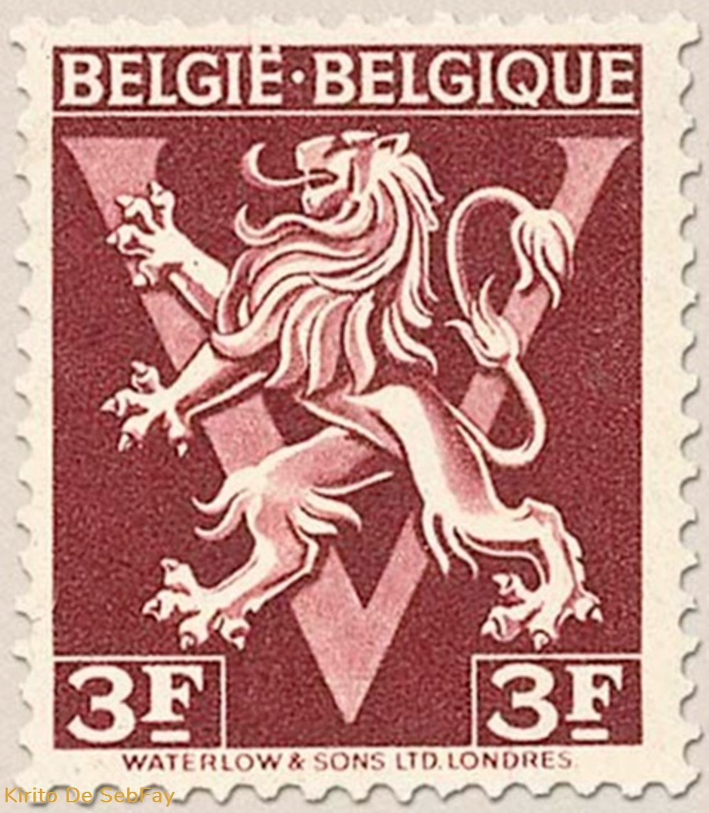 timbres belgie belgique lion heraldique ornement v 3fr