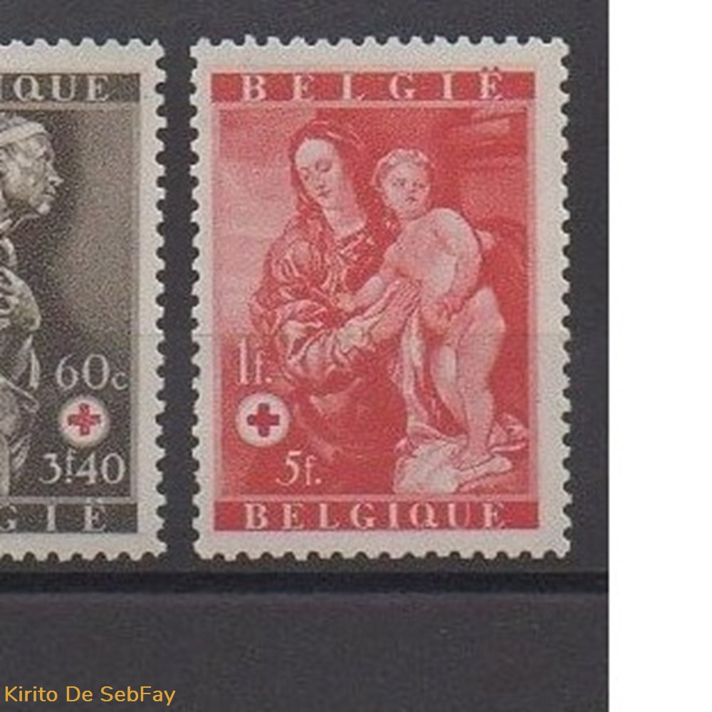 BELGIQUE - CROIX ROUGE - 1944 - 1fr 5fr timbres belgique croix rouge 1944 1fr 5fr