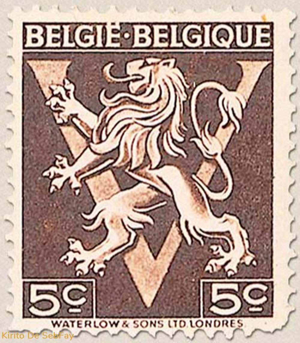 timbres belgie belgique lion heraldique ornement v 5c