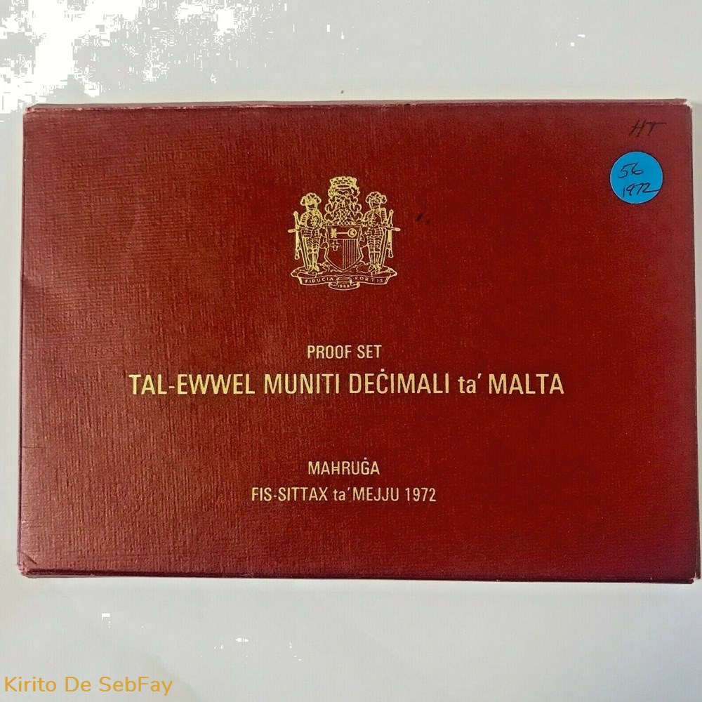1972 MALTA PROOF SET OF 8 COINS with ORIGINAL COVER CASE . 3 monnaies monde malte 1972 malta proof set of 8 coins with original cover case