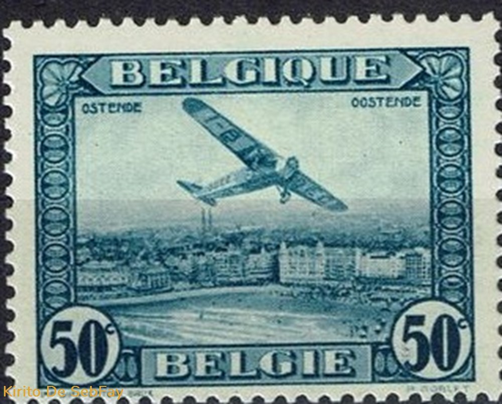 BELGIQUE - 1930 POSTE AERIENNE : Avion survolant Bruxelles - 50cts timbres belgique 1930 poste aerienne avion survolant bruxelles 50cts
