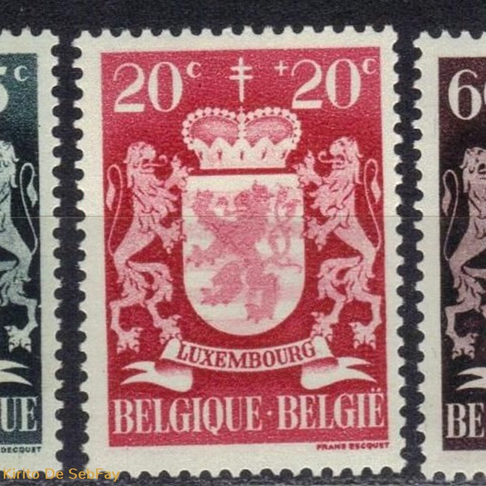 BELGIQUE - ANTITUBERCULEUX - ARMOIRIES DES PROVINCES- 1945 - 20c 20c timbres belgique antituberculeux armoiries des provinces 1945 20c 20c