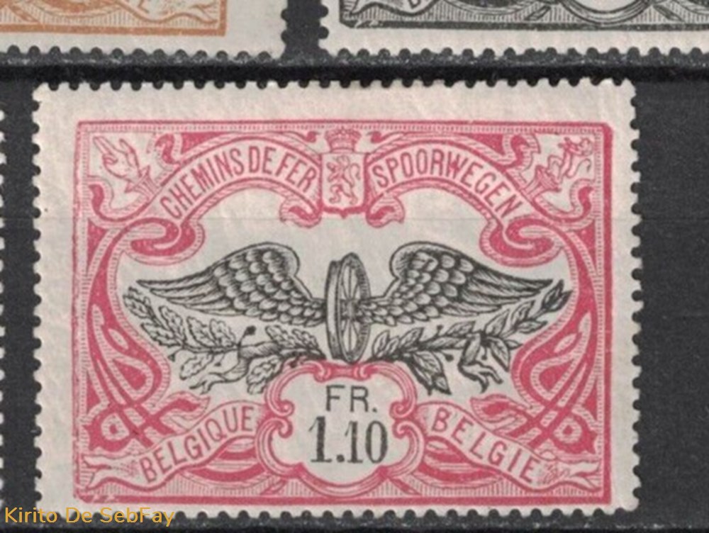 BELGIQUE - CHEMIN DE FER - 1902 - 1FR10 timbres belgique chemin de fer 1902 1fr10
