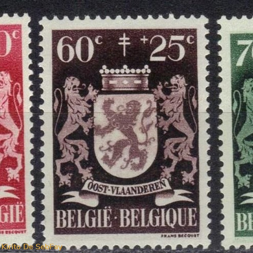 BELGIQUE - ANTITUBERCULEUX - ARMOIRIES DES PROVINCES- 1945 - 60c 25c timbres belgique antituberculeux armoiries des provinces 1945 60c 25c