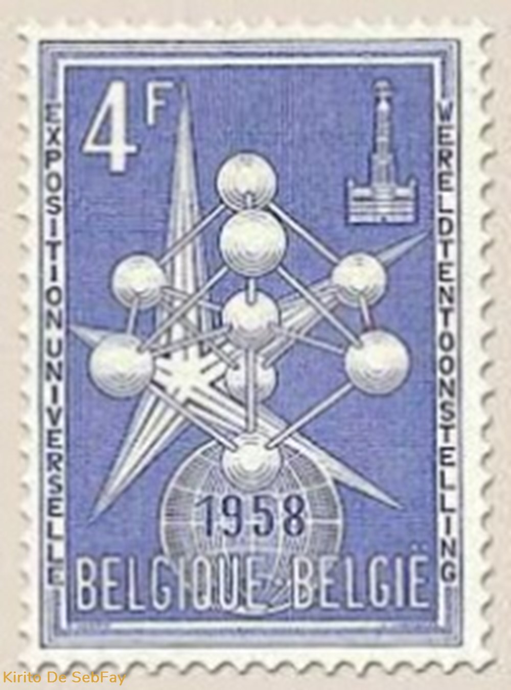 BELGIQUE-BELGIE - ATOMIUM - 1957 - 4FR timbres belgique belgie atomium 1957 4fr