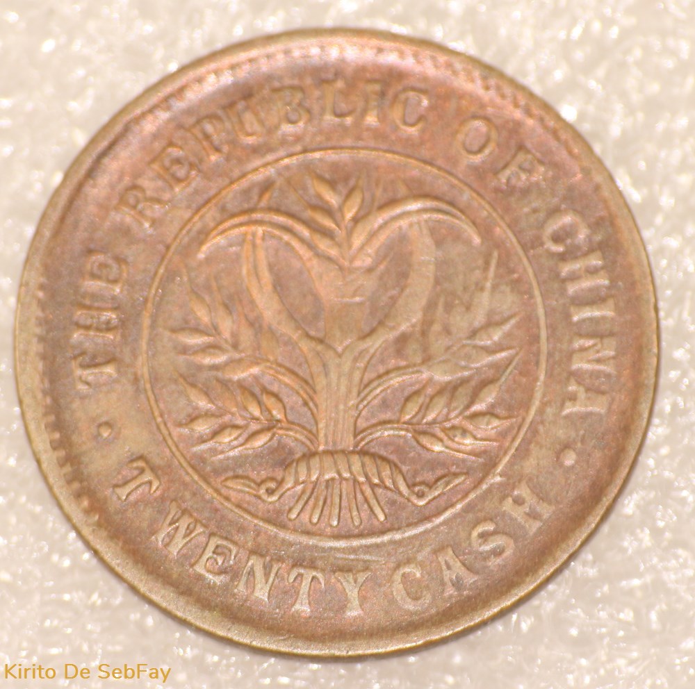 monnaies monde chine the republic of china 20 cash 1919