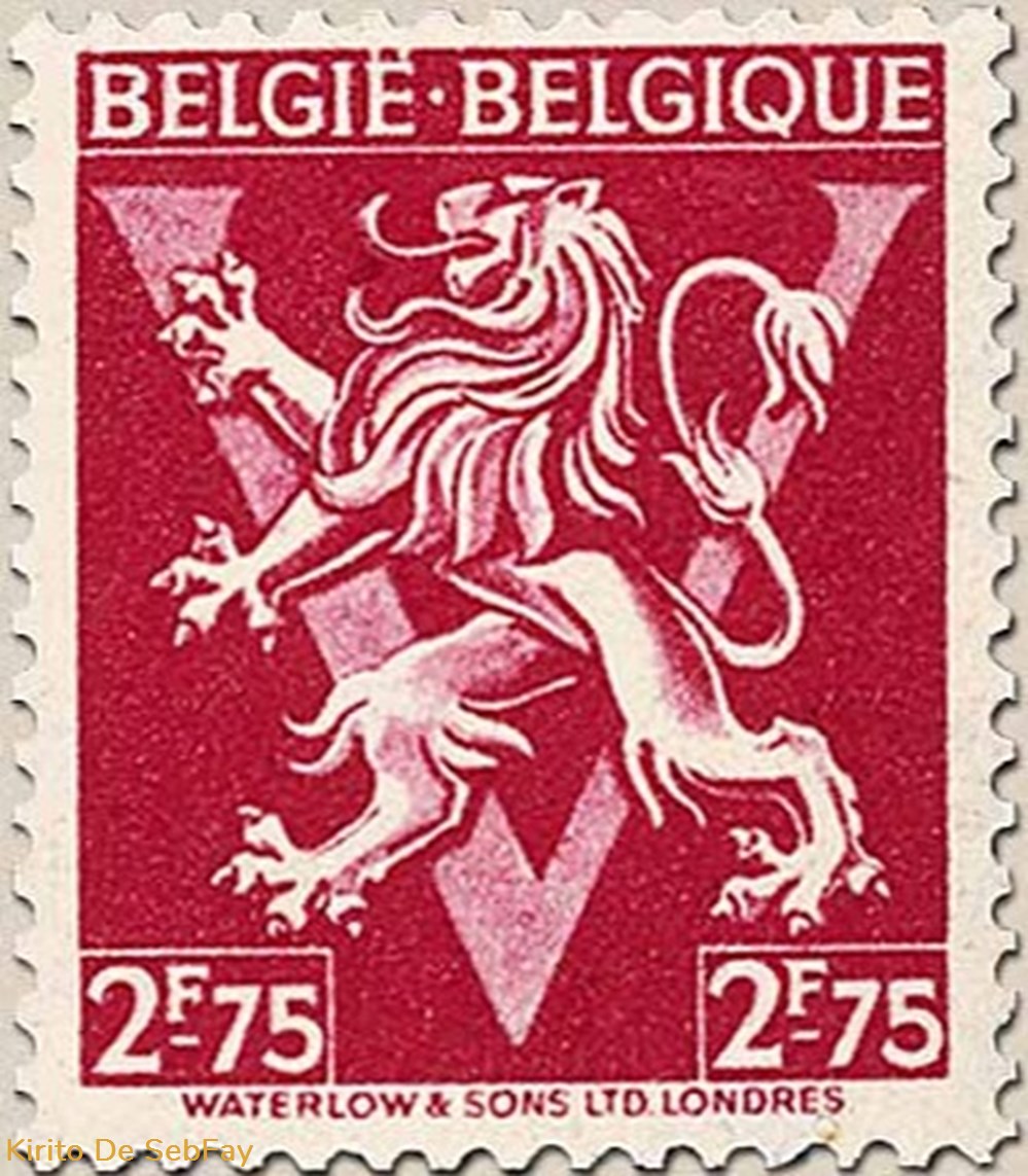 timbres belgie belgique lion heraldique ornement v 2fr75