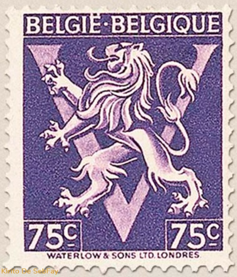 timbres belgie belgique lion heraldique ornement v 75c
