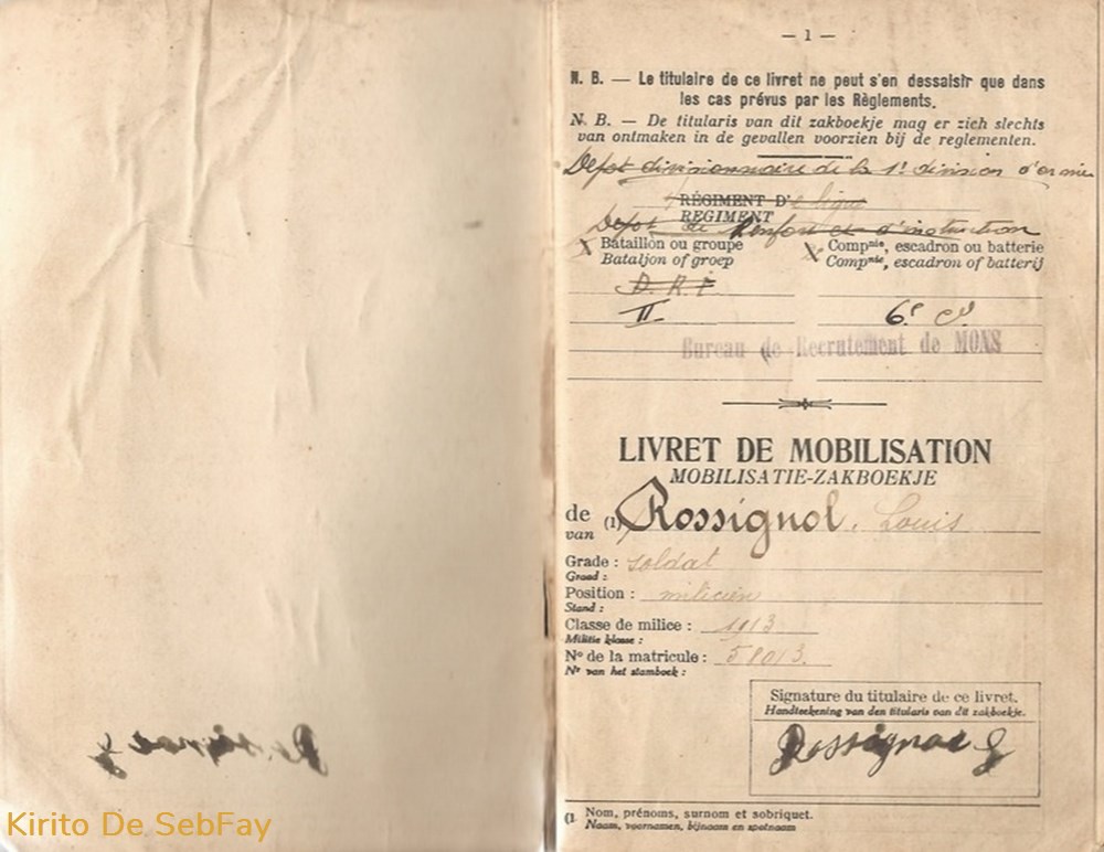 Livret de Mobilisation de Louis ROSSIGNOL (A00021) documents anciens livret de mobilisation de louis rossignol a00021