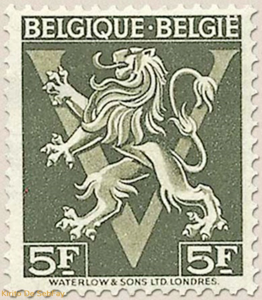 timbres belgique belgie lion heraldique ornement v 5fr