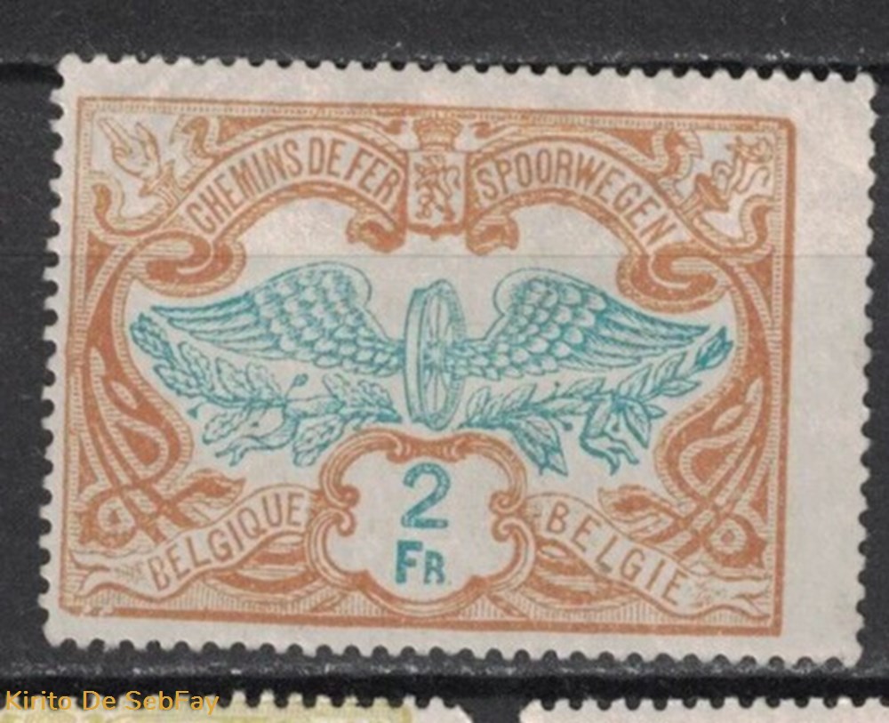 timbres belgique chemin de fer 1902 2fr